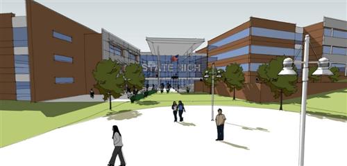 artist rendering for entrance to new high school 